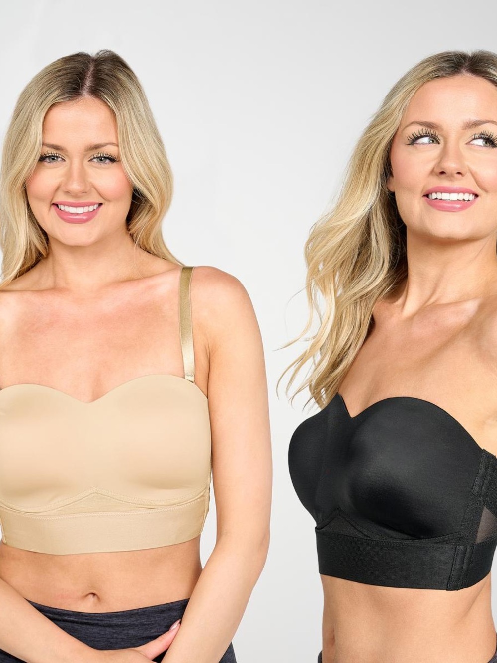 Rhonda Shear Convertible Seamless Bras in Black and Nude